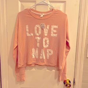 NWT! Forever 21 “Love to Nap” cropped long sleeve shirt size Medium